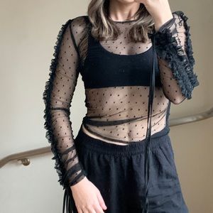 Missguided sheer long sleeve top